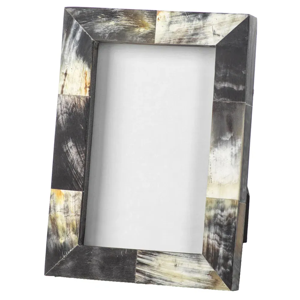 Ara Rectangular Photo Frame - Black, Horn