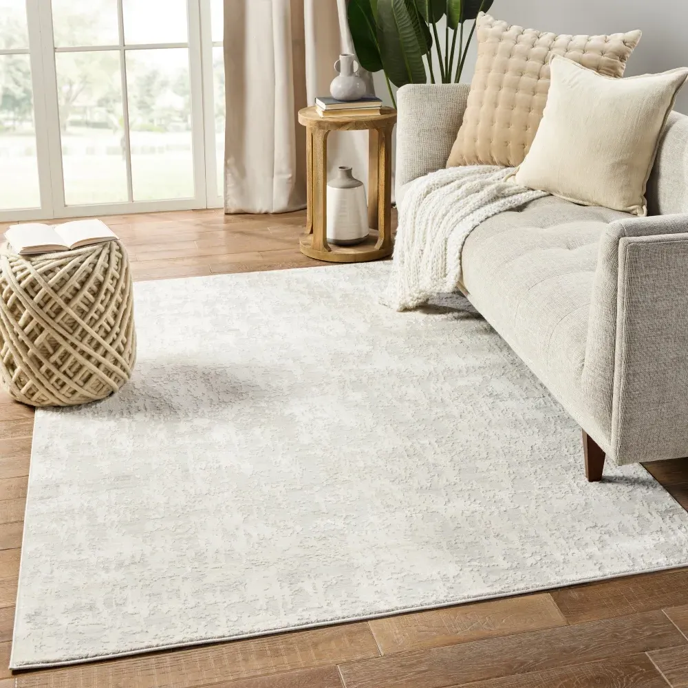 Arabella Round Rug - White, Polyester