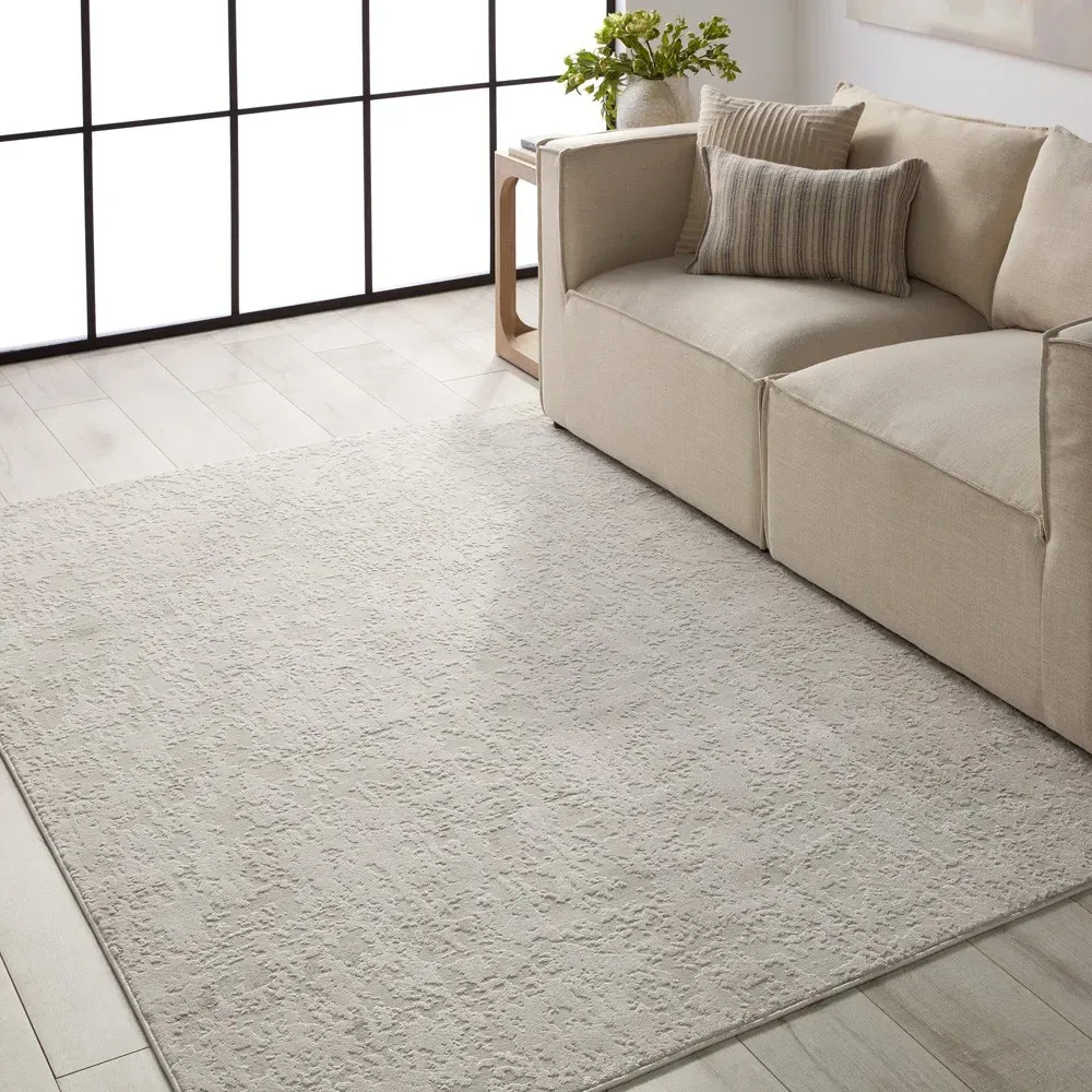 Arabella Solid Rug Sample - White, Polyester