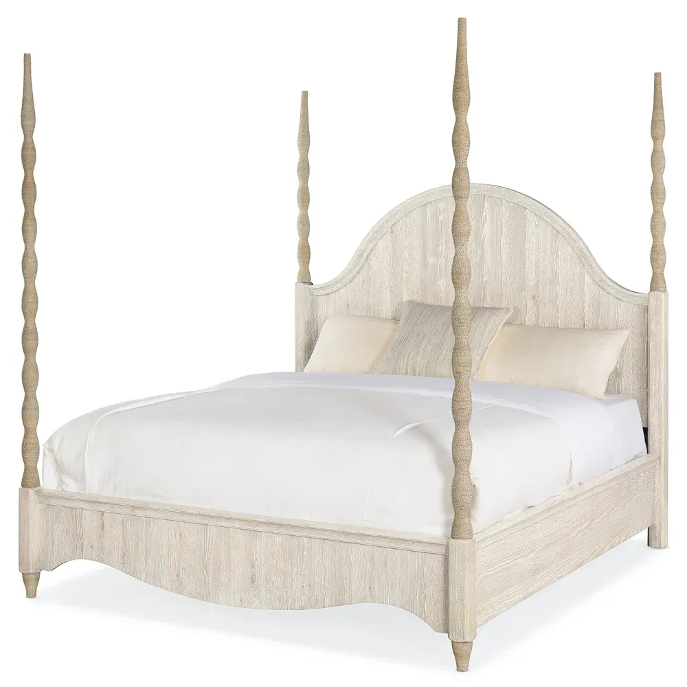 Arabelle California King Poster Bed - Beige, Oak