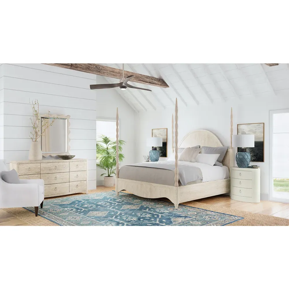 Arabelle King Size Poster Bed - Beige, Oak