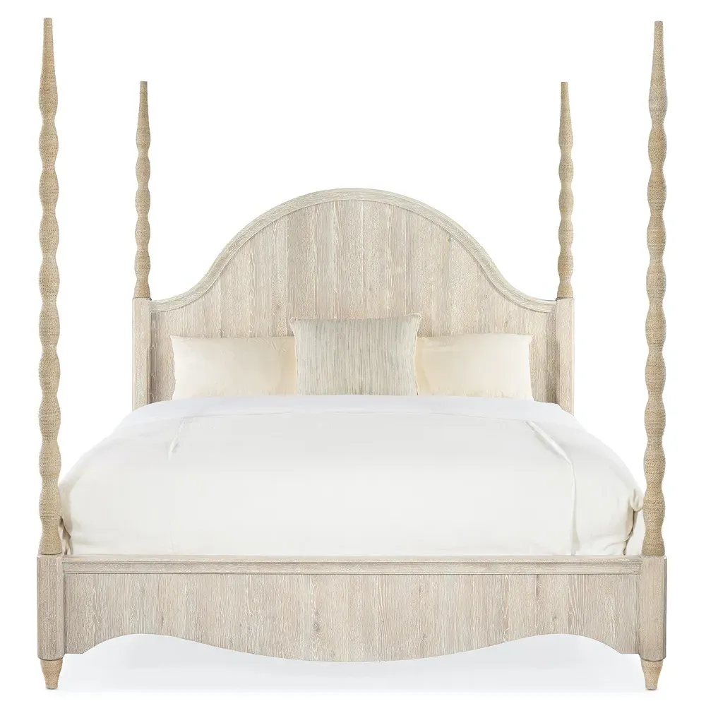 Arabelle King Size Poster Bed - Beige, Oak