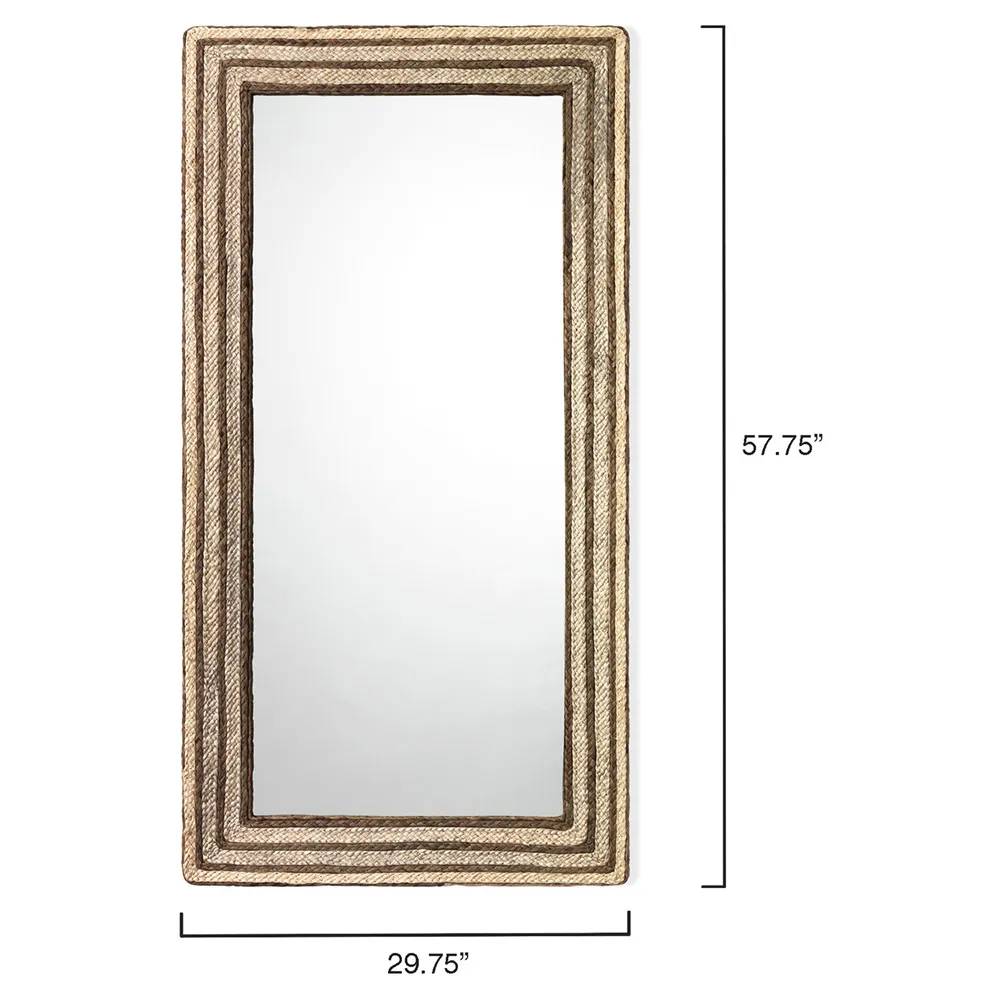 Aralyn Rectangular Wall Mirror - Brown, Seagrass