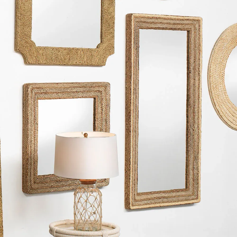 Aralyn Rectangular Wall Mirror - Brown, Seagrass