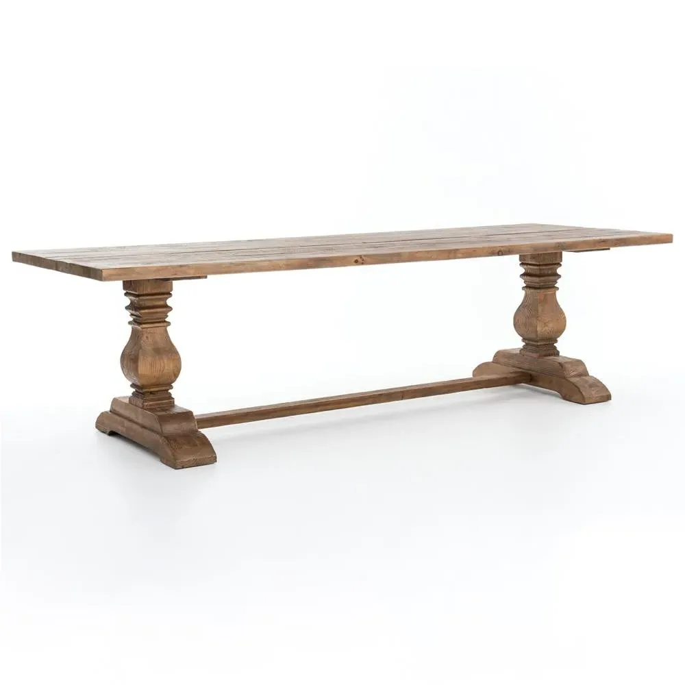 Arbois Trestle Dining Table - Brown, Pine Wood