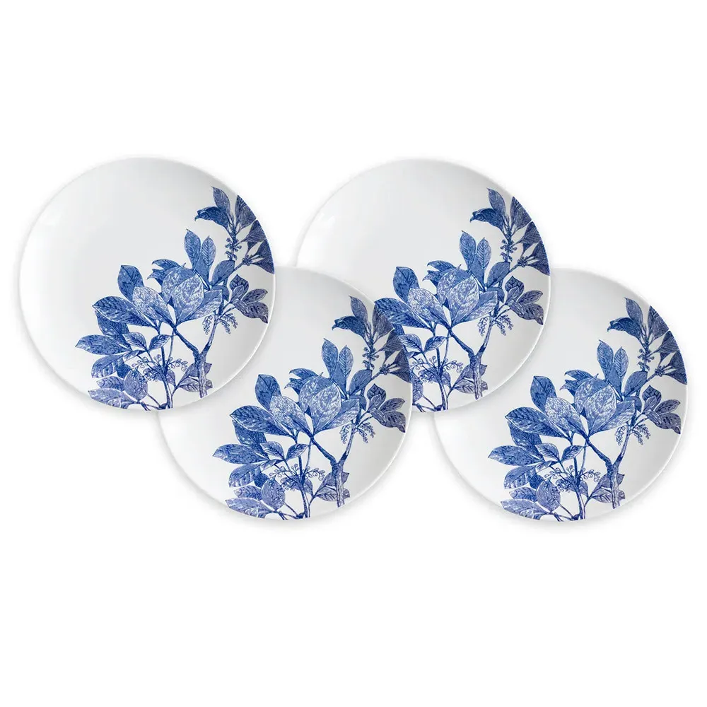 Arbor Canape Plate Set of 4 - Blue, Porcelain