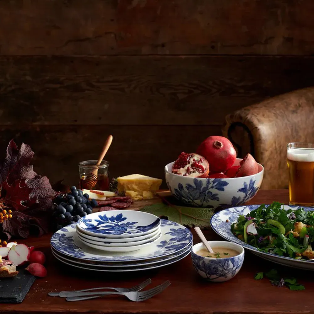 Arbor Rimmed Dinner Plate - Blue, Porcelain
