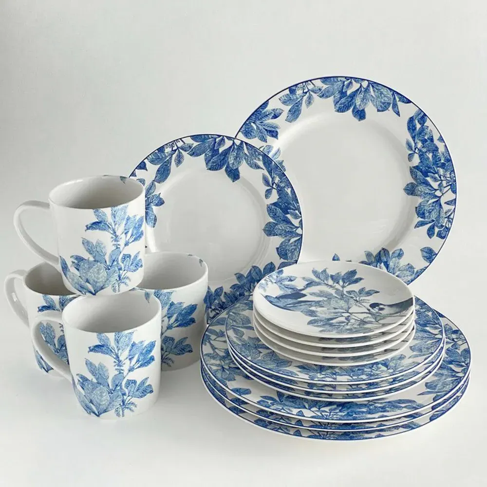 Arbor Rimmed Dinner Plate - Blue, Porcelain