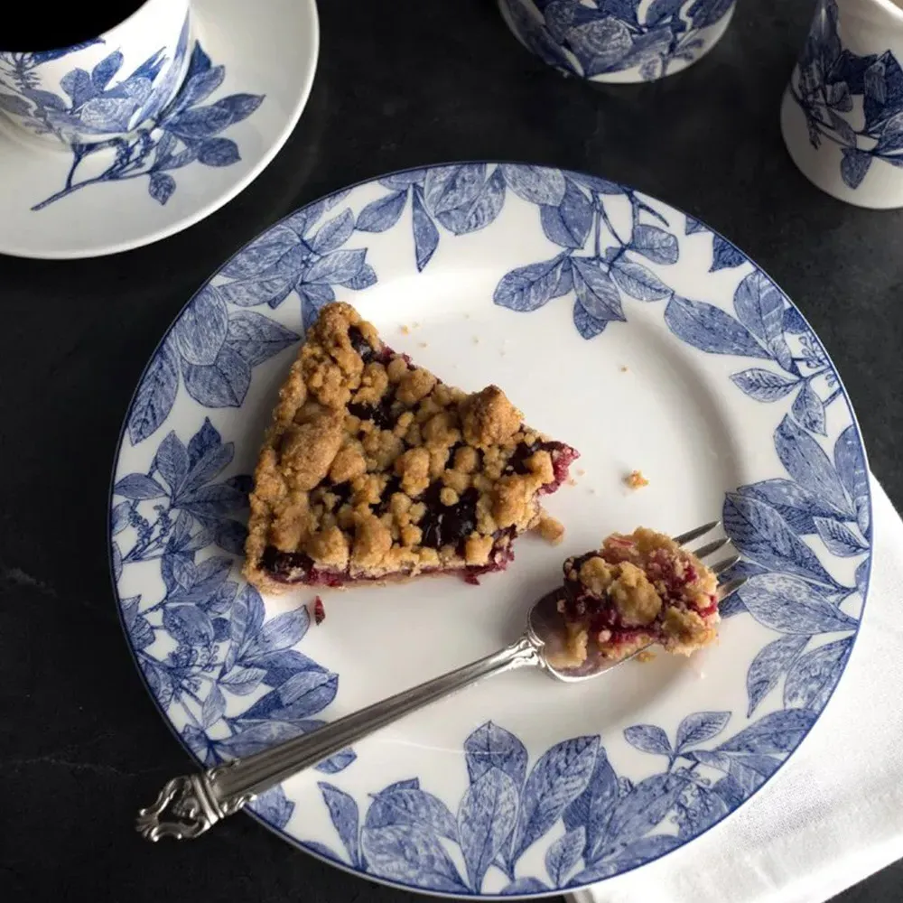 Arbor Rimmed Salad Plate - Blue, Porcelain