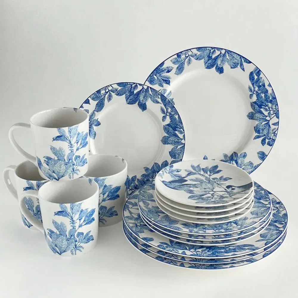 Arbor Rimmed Salad Plate - Blue, Porcelain