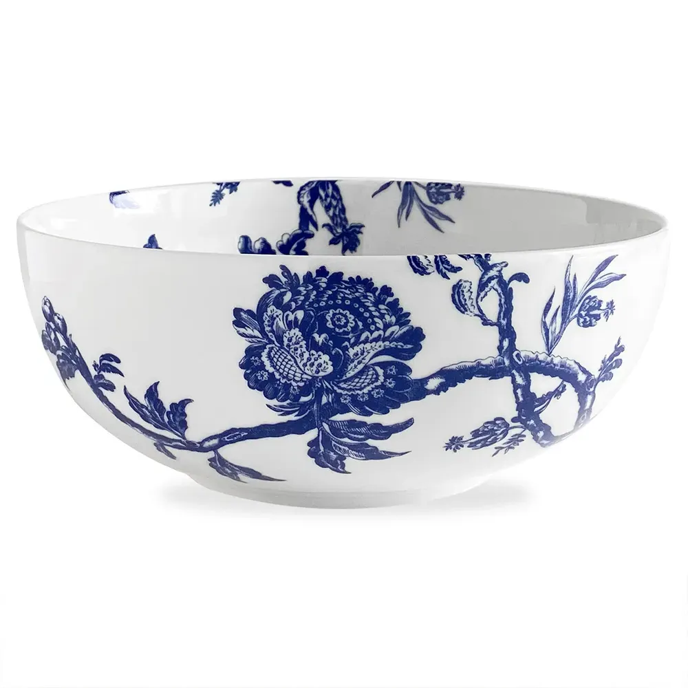 Arcadia Coastal Beach Blue Floral Vegetable Serving Bowl - White