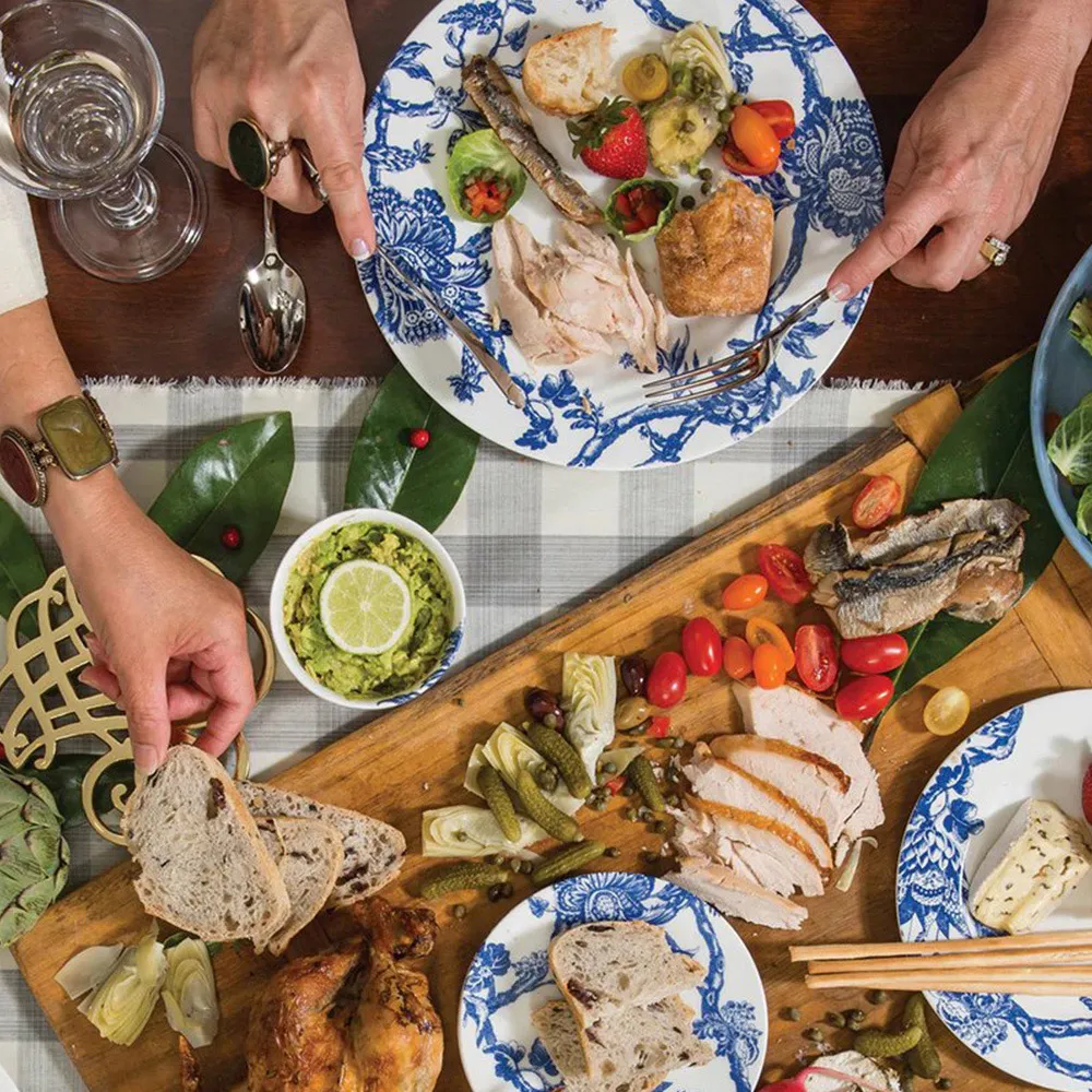 Arcadia Coastal Beach Canape Plate Set - Blue, Porcelain