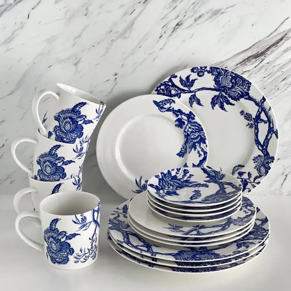 Arcadia Coastal Beach Canape Plate Set - Blue, Porcelain