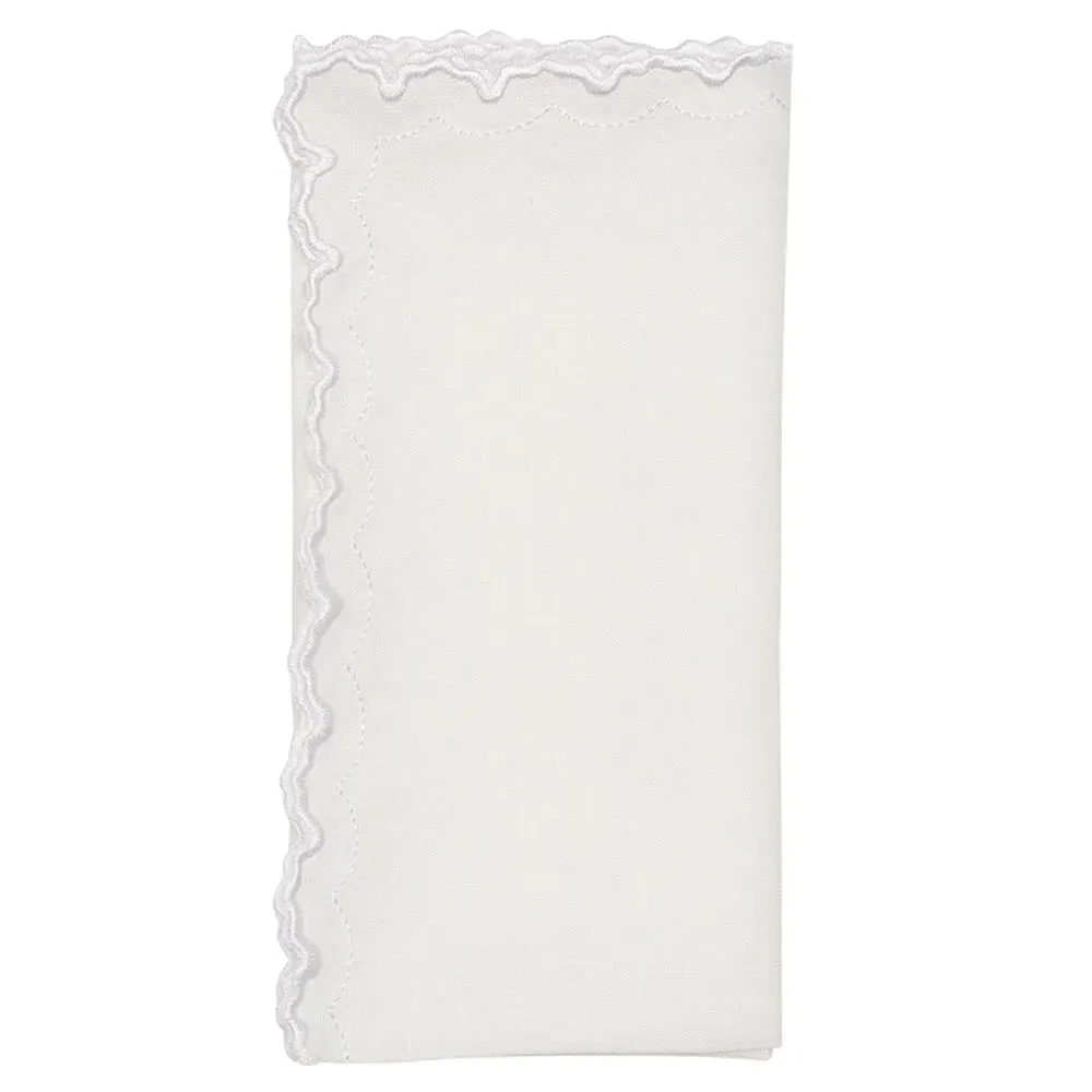Arches French Country Embroidered Linen Napkin Set - White image