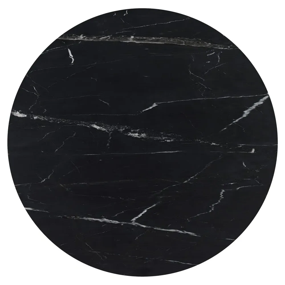 Archie Round Dining Table - Black, Marble