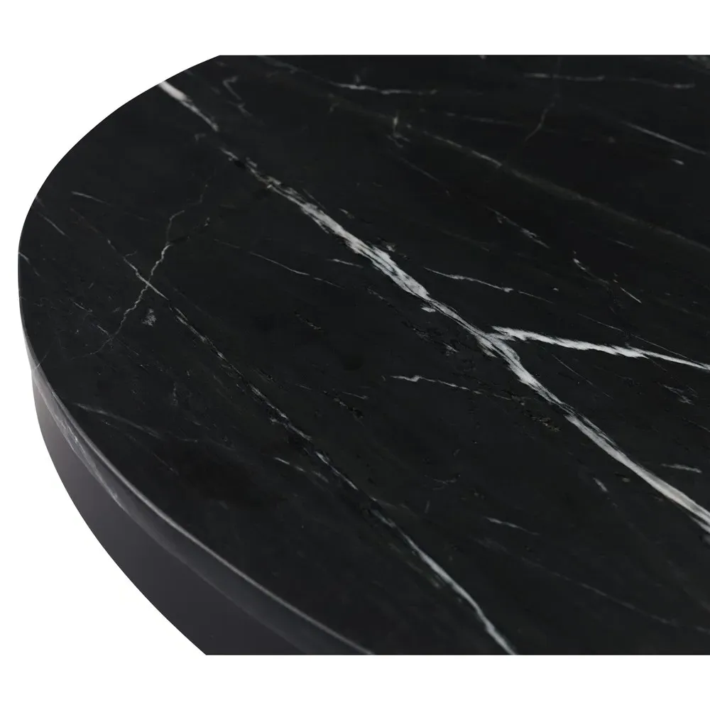 Archie Round Dining Table - Black, Marble