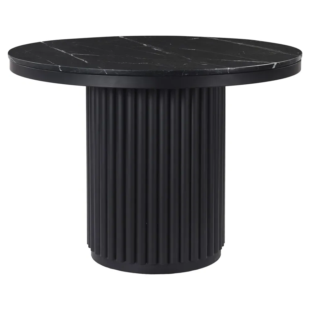 Archie Round Dining Table - Black, Marble image