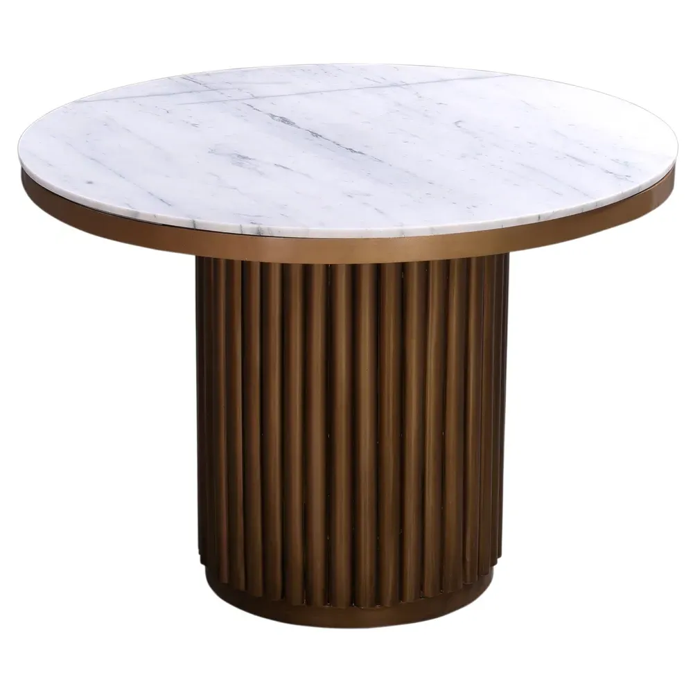 Archie Round Dining Table - White, Marble