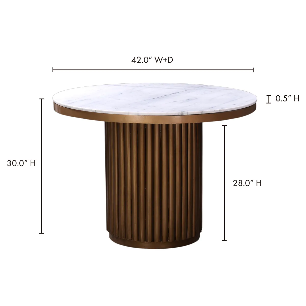 Archie Round Dining Table - White, Marble