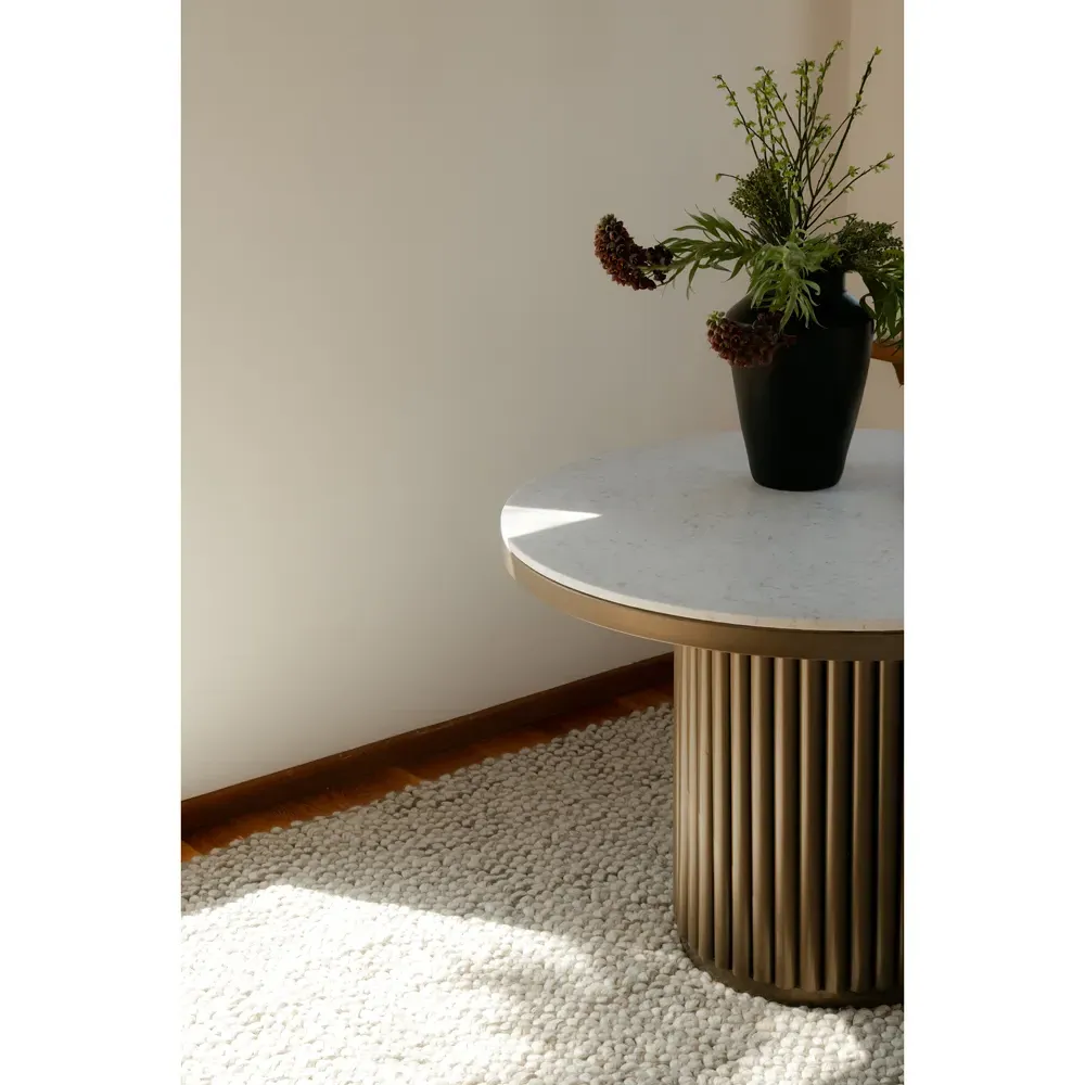 Archie Round Dining Table - White, Marble