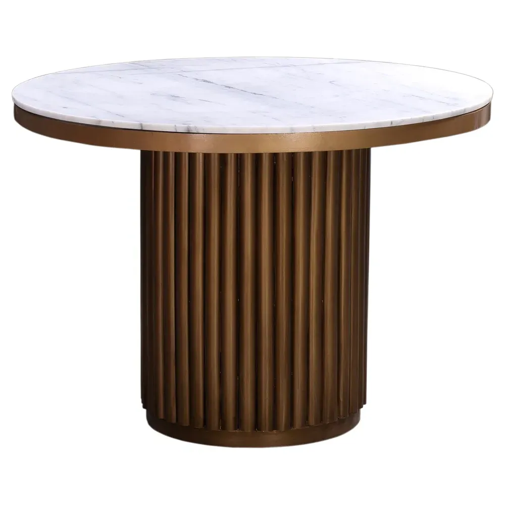 Archie Round Dining Table - White, Marble