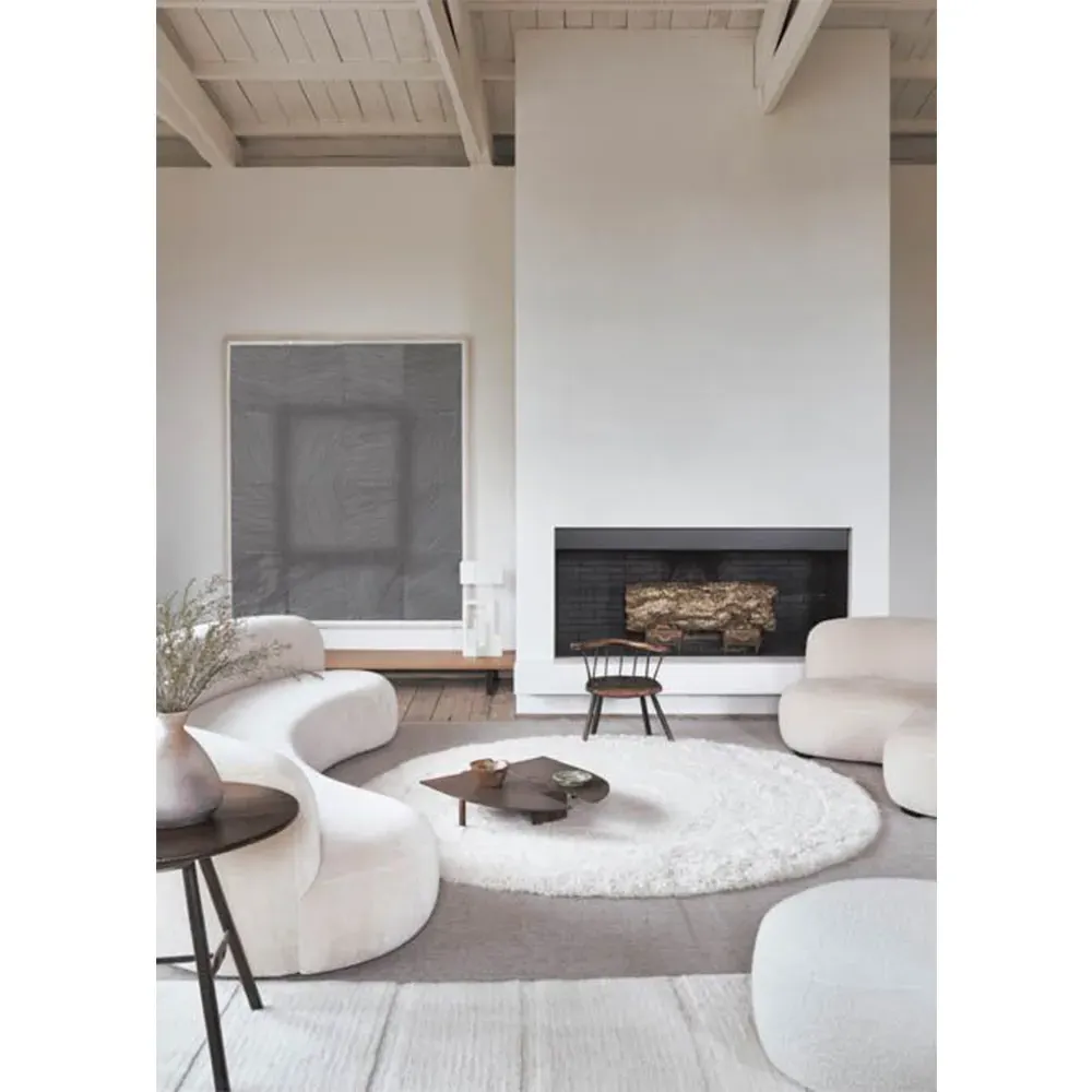 Arctic Circle Round Shag Washable Rug - White, Wool