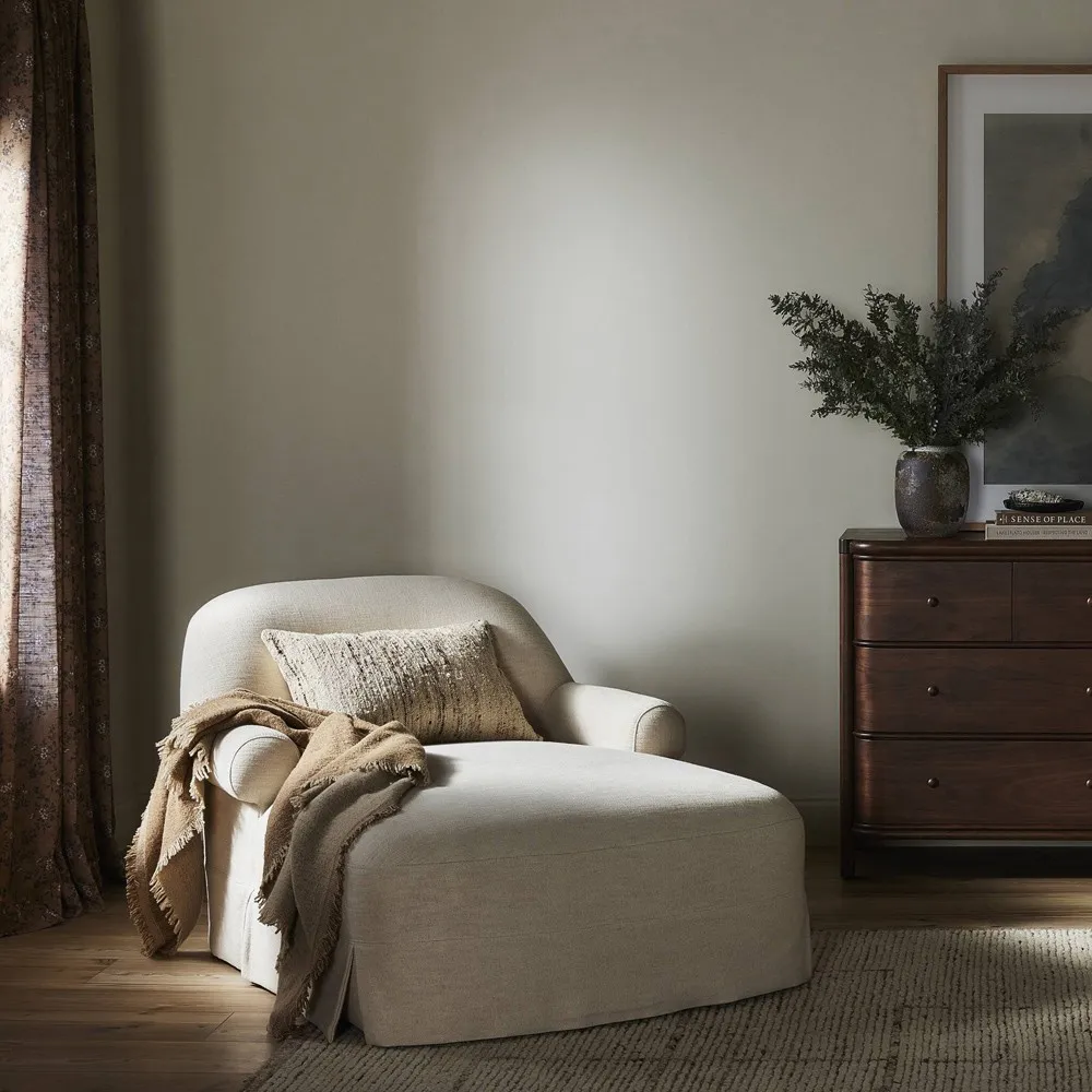 Arden Bergamo Chaise Lounge - Parchment, Cotton Linen