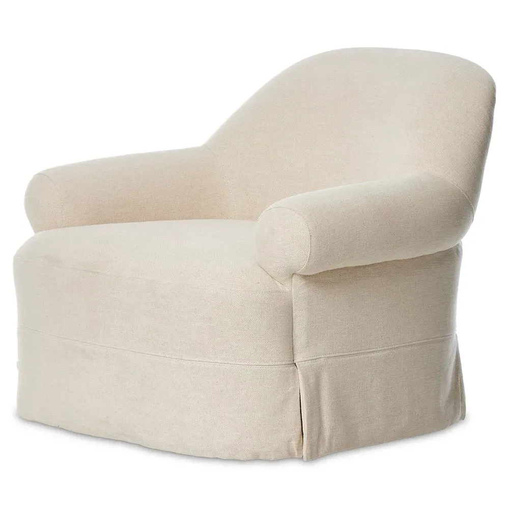 Arden Bergamo Swivel Chair - Parchment, Cotton Linen
