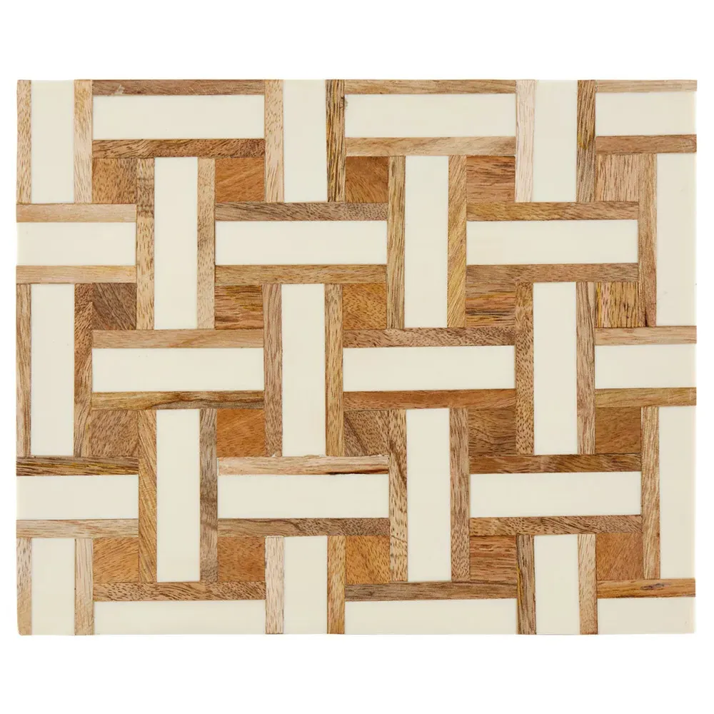 Arden Geometric Decorative Box Set - Beige, Wood