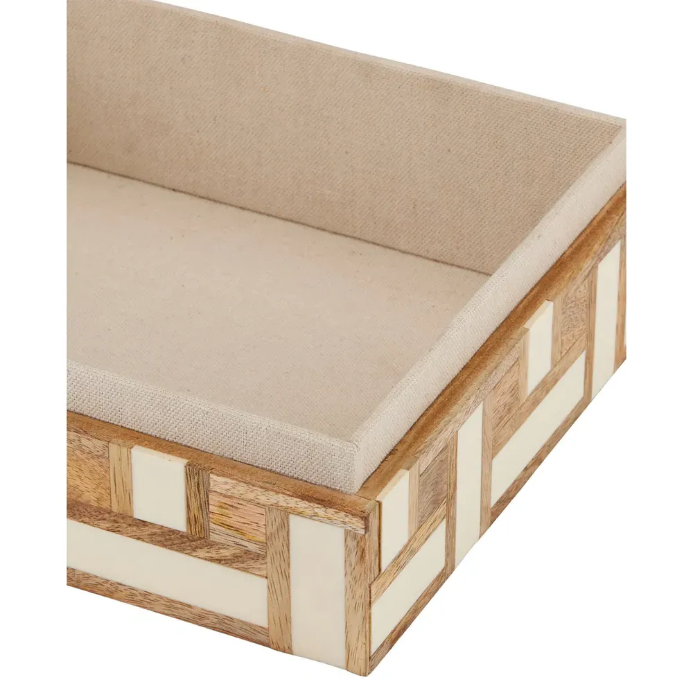 Arden Geometric Decorative Box Set - Beige, Wood