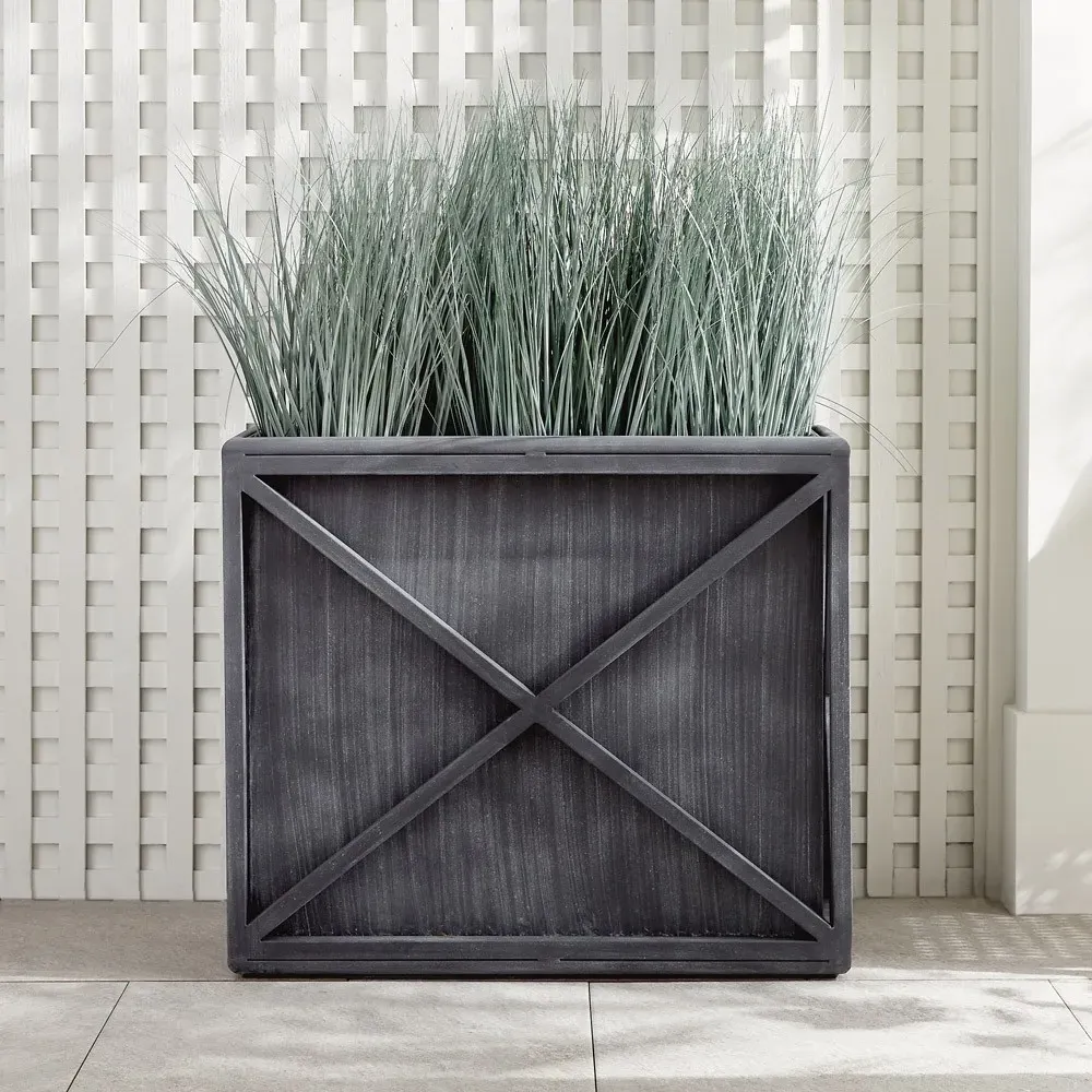 Arden Rectangular Outdoor Planter Box - Black, Iron