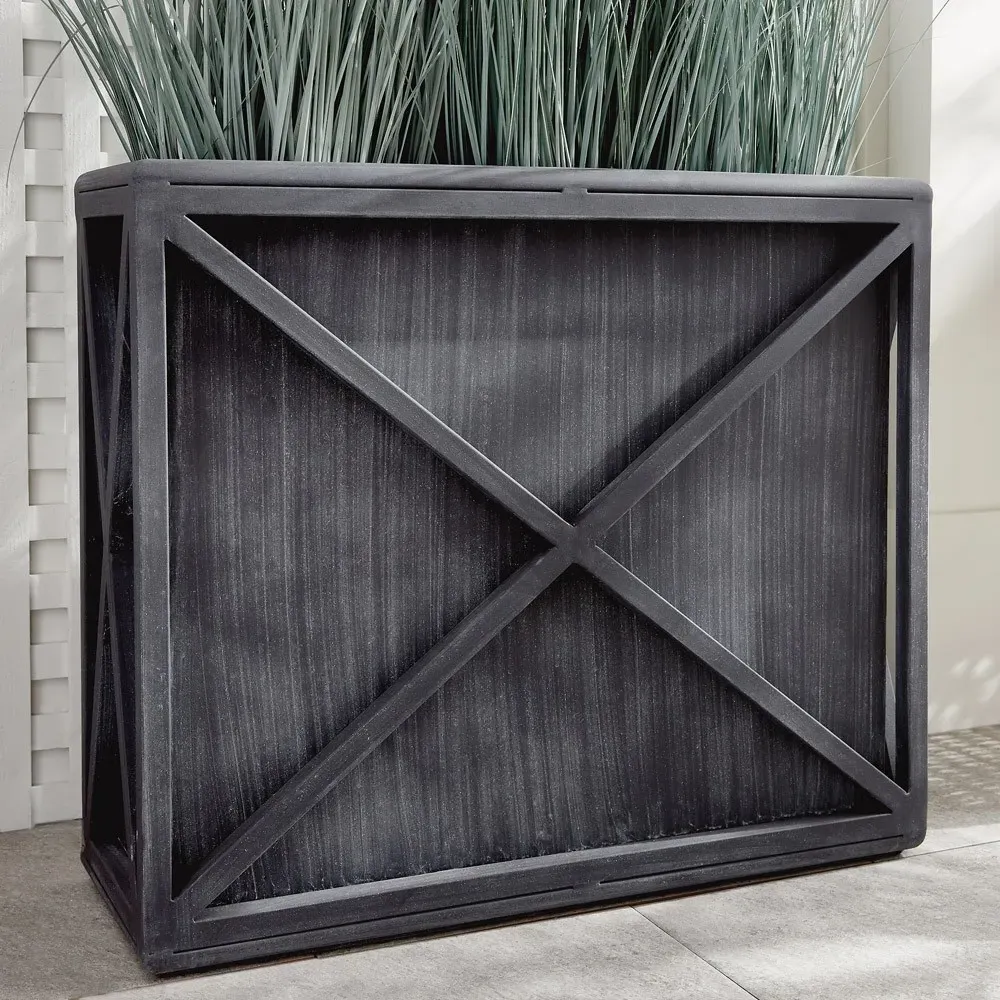 Arden Rectangular Outdoor Planter Box - Black, Iron