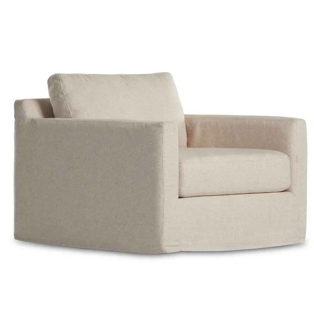 Arden Slipcovered Swivel Arm Chair - Cream