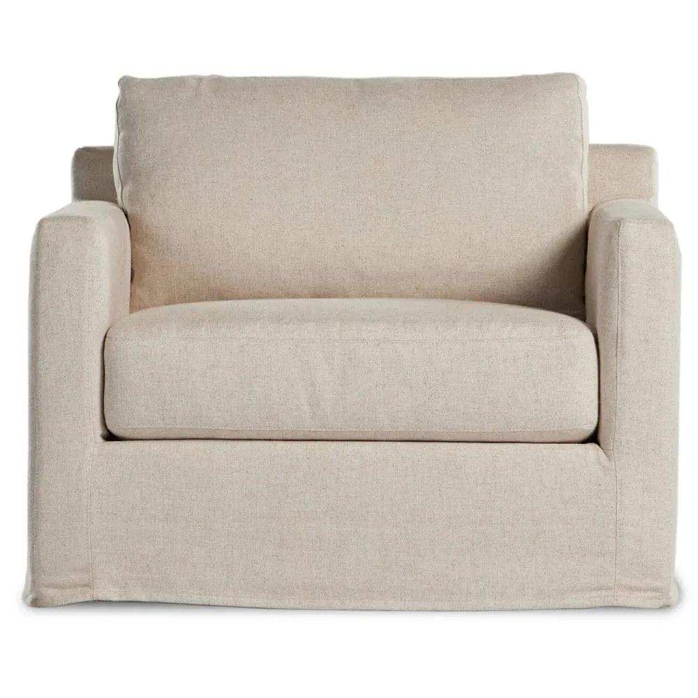 Arden Slipcovered Swivel Arm Chair - Cream image