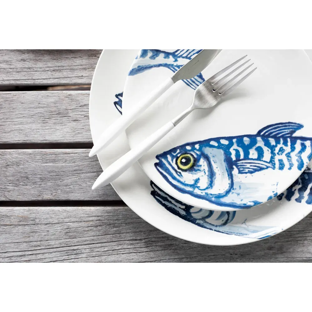 Ares 5 Piece Flatware Place Setting - White, Stainless Steel