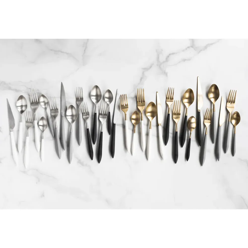 Ares 5 Piece Flatware Place Setting - White, Stainless Steel