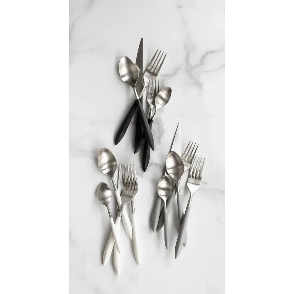 Ares 5 Piece Flatware Place Setting - White, Stainless Steel