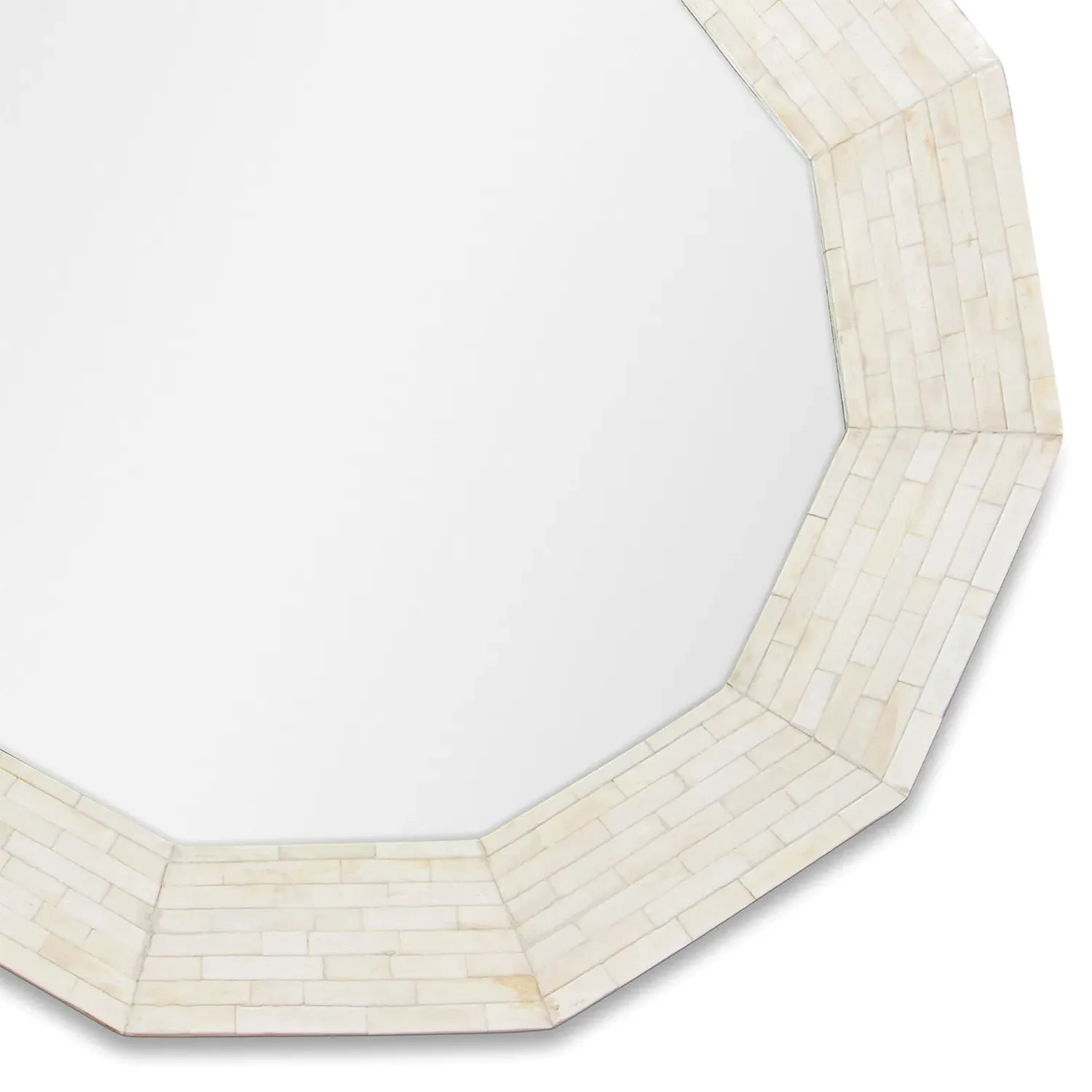 Ares Round Wall Mirror - White, Bone