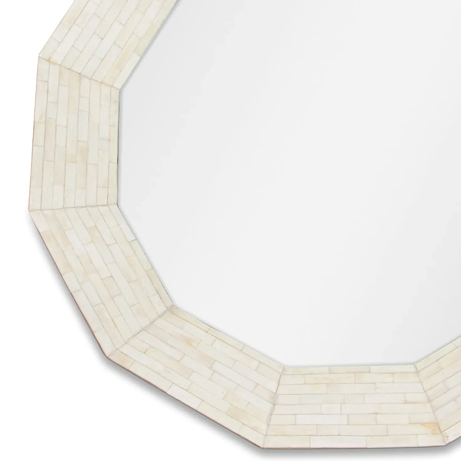 Ares Round Wall Mirror - White, Bone