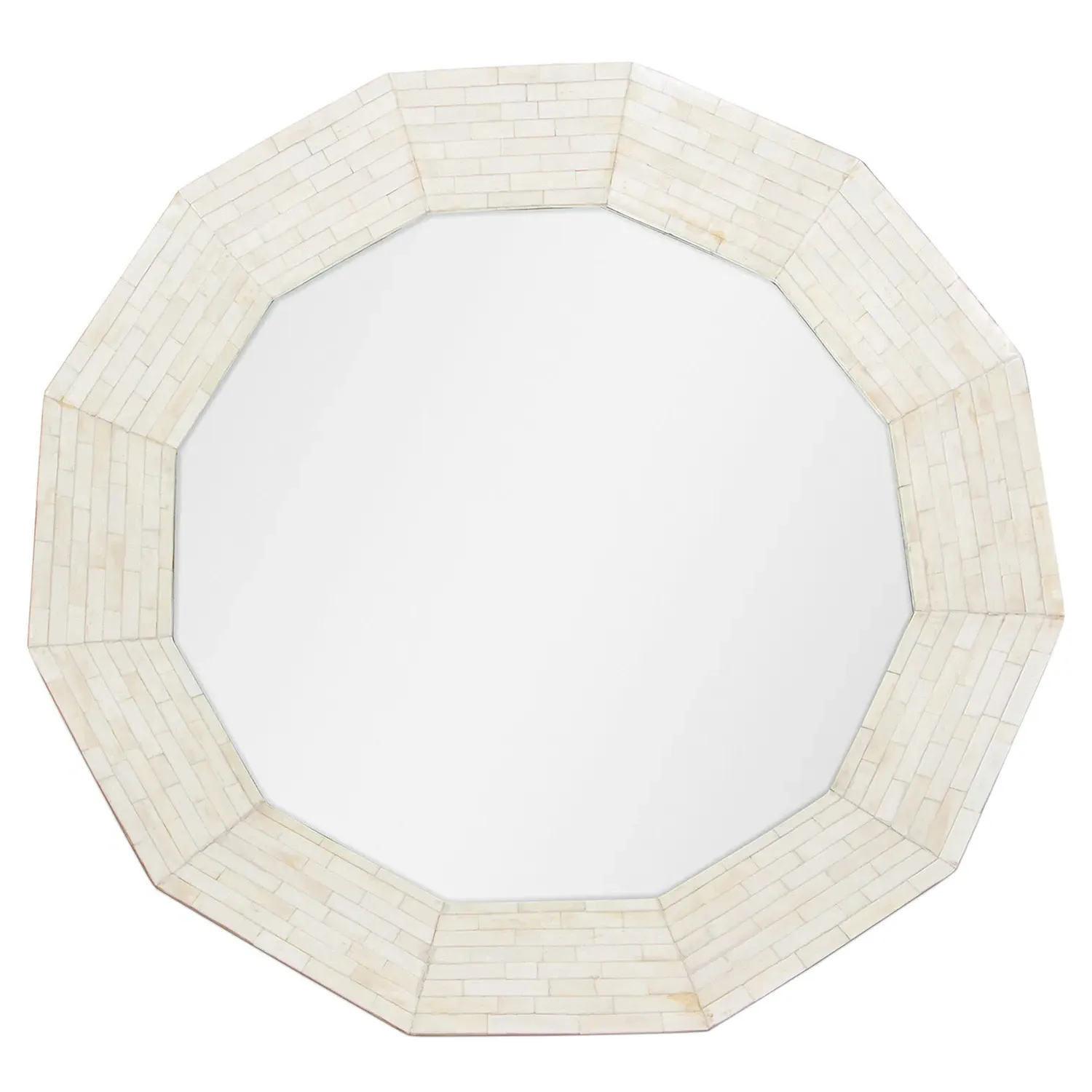 Ares Round Wall Mirror - White, Bone image