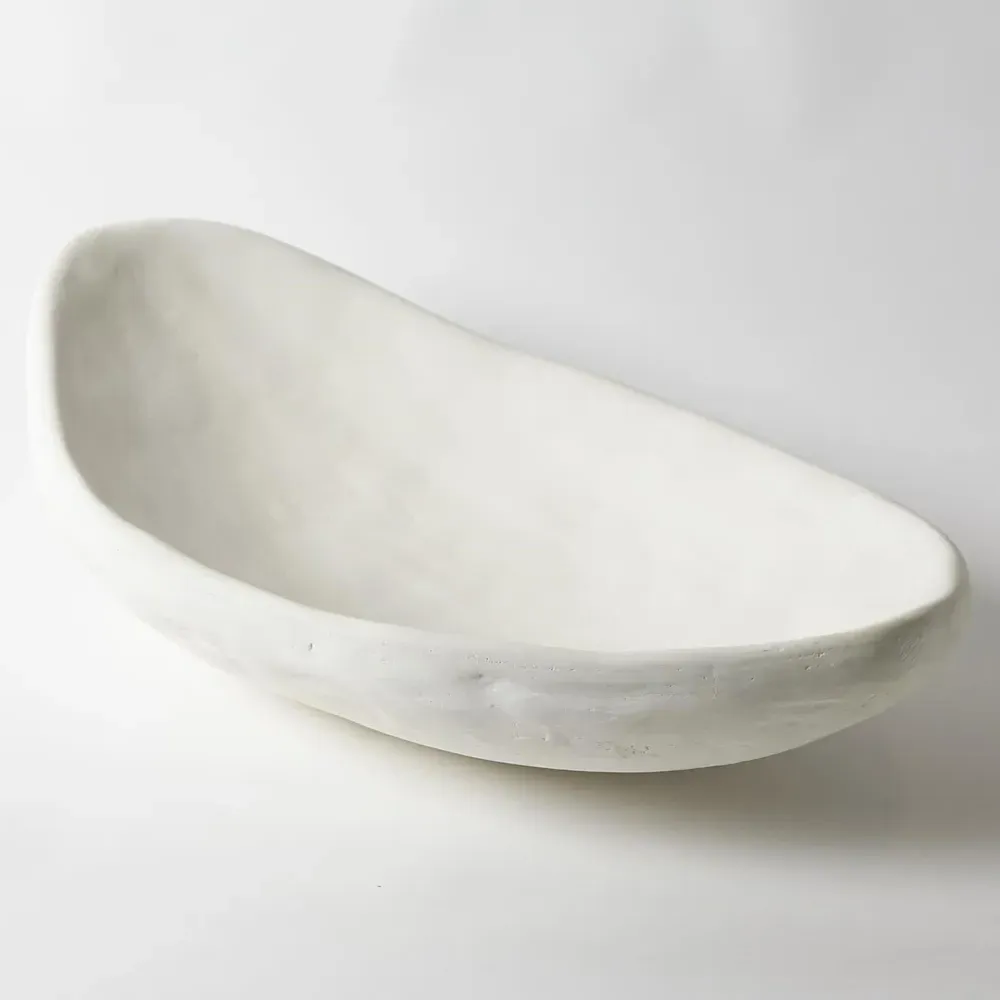 Areté Collection Low Bowl - White, Plaster
