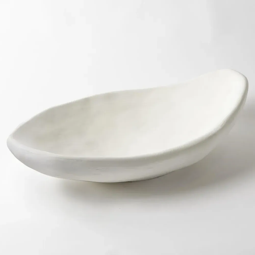 Areté Collection Low Bowl - White, Plaster