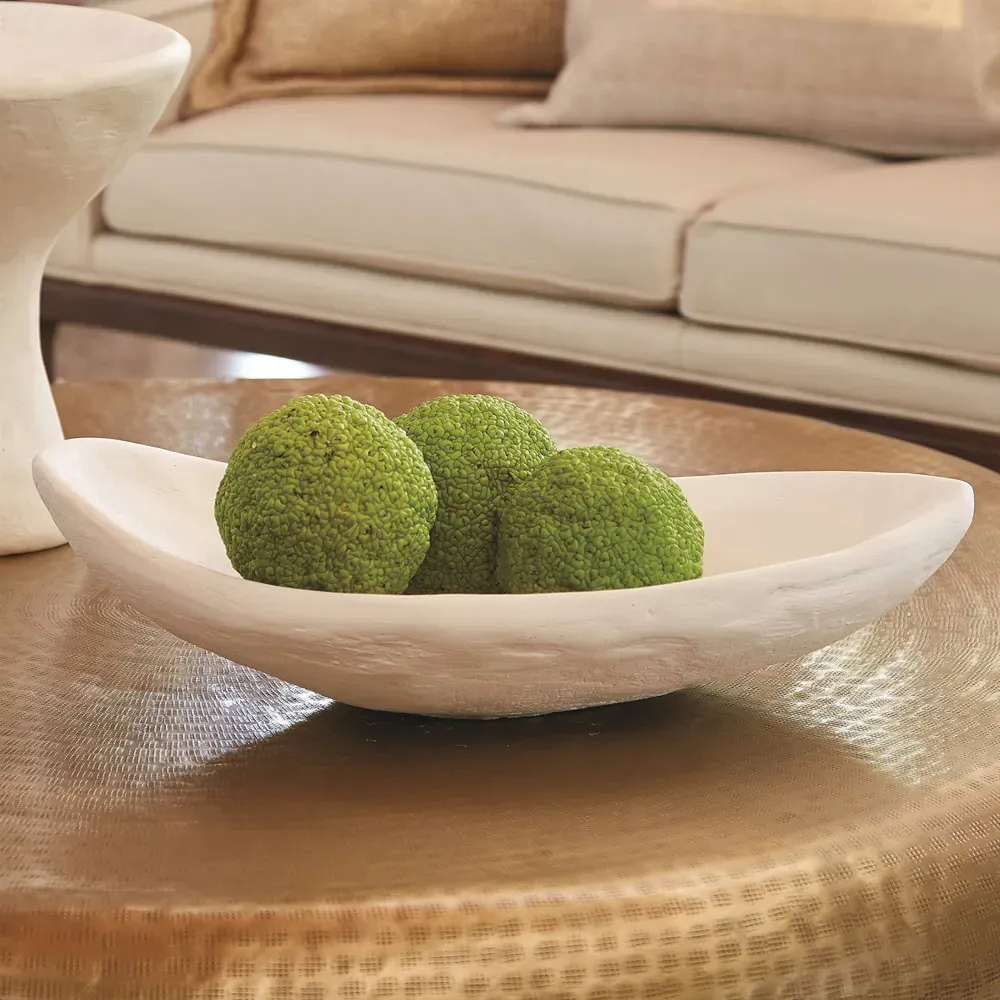 Areté Collection Low Bowl - White, Plaster