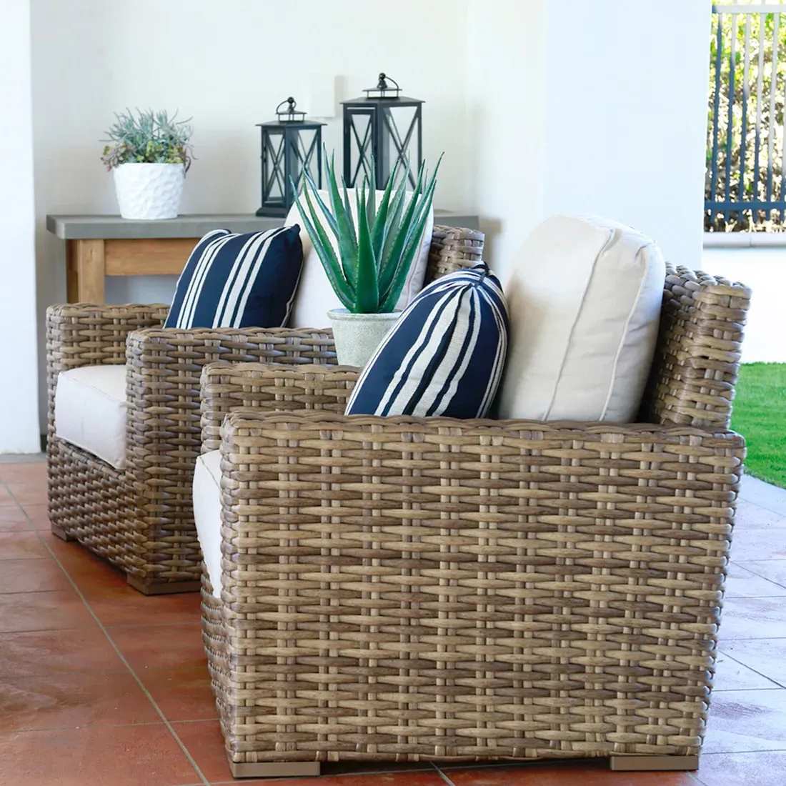 Aria Outdoor Accent Club Chair - Brown, Wicker