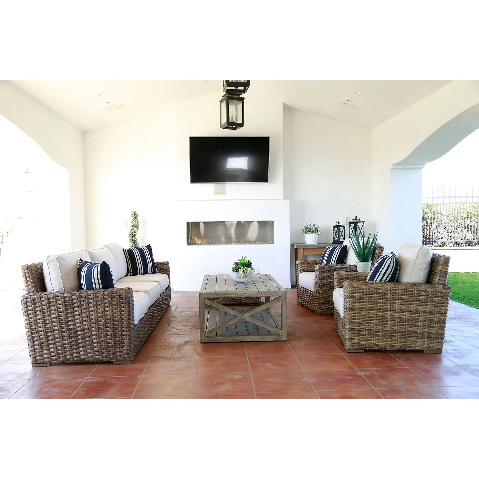 Aria Outdoor Accent Club Chair - Brown, Wicker