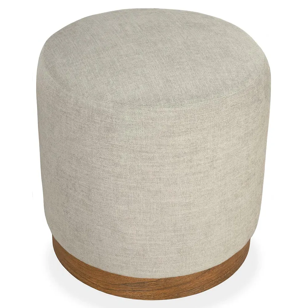 Aria Round Ottoman - Beige, Teak