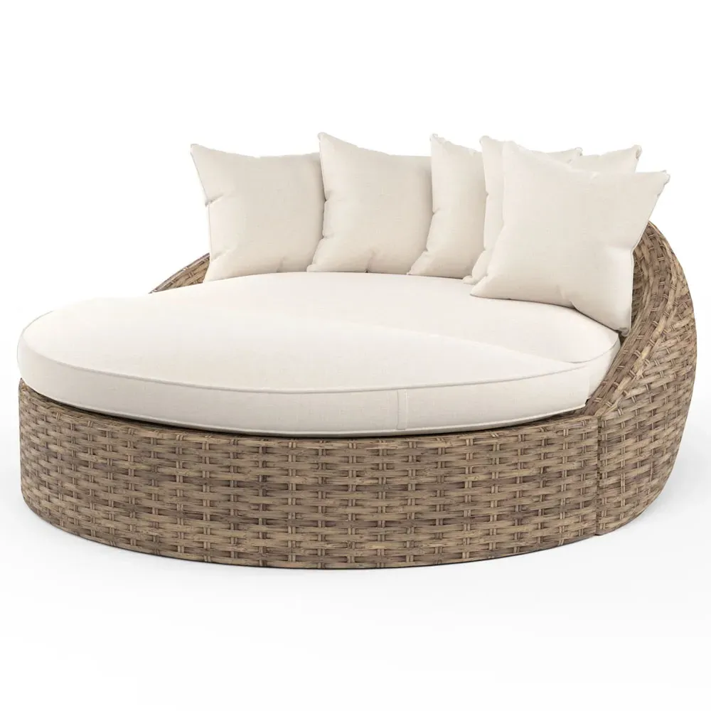 Aria Round Outdoor Daybed - Beige, Aluminum image