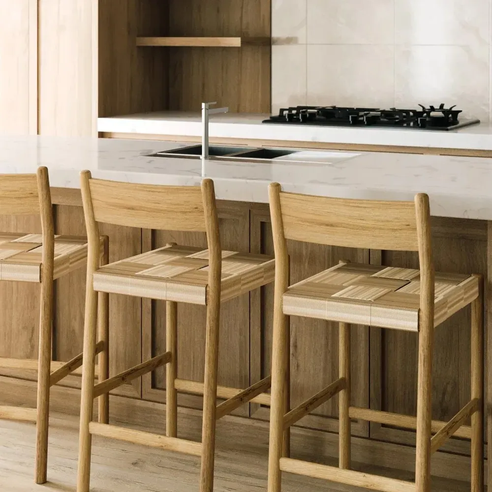 Aria Woven Cord Counter Stool - Natural, Oak