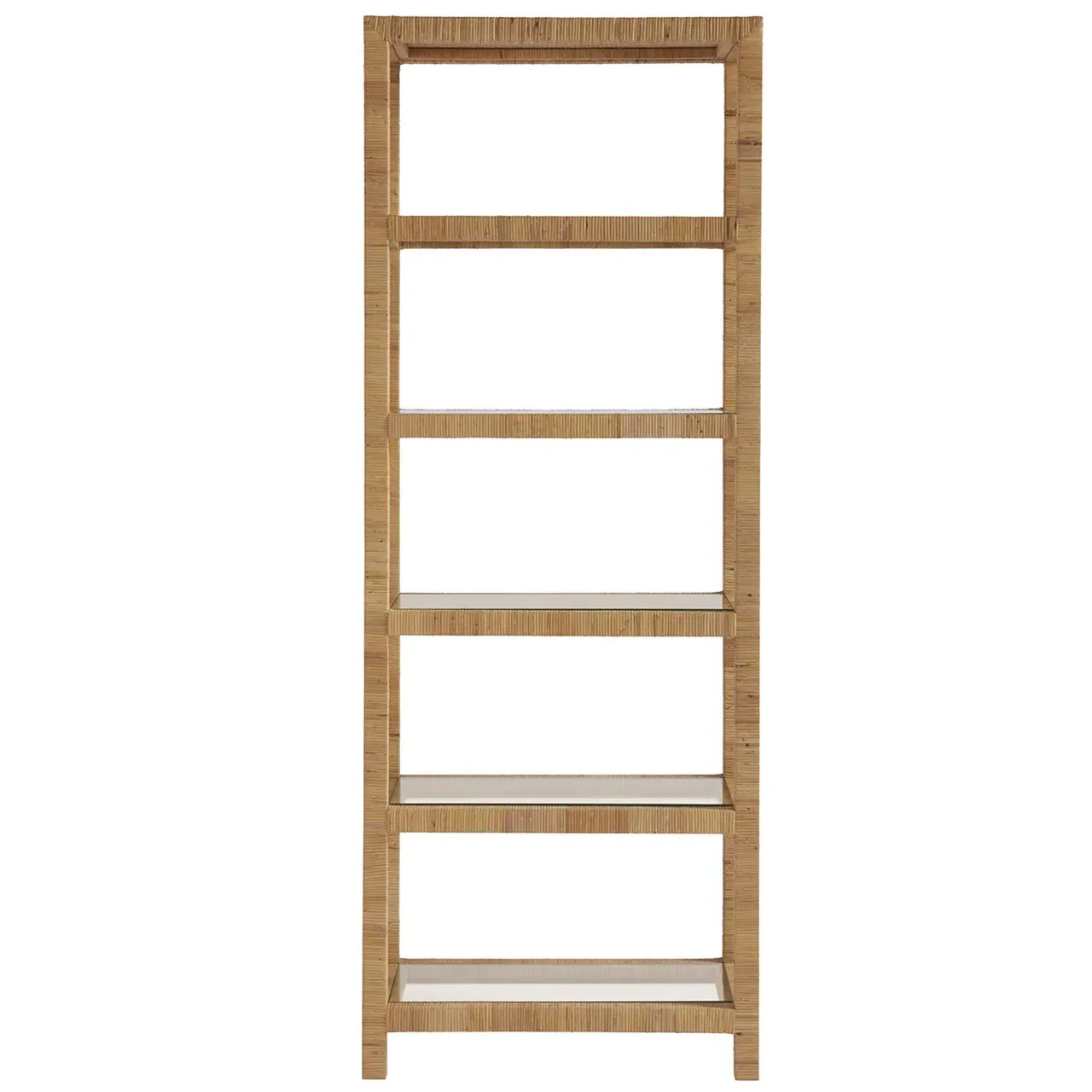 Ariah Display Bookcase with Glass Shelves - Brown, Rattan