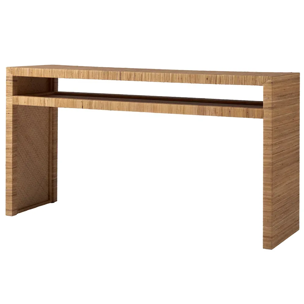 Ariah Rectangular Console Table - Brown, Rattan